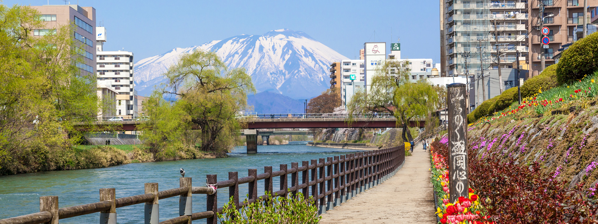 盛岡の風景（岩手山と北上川）